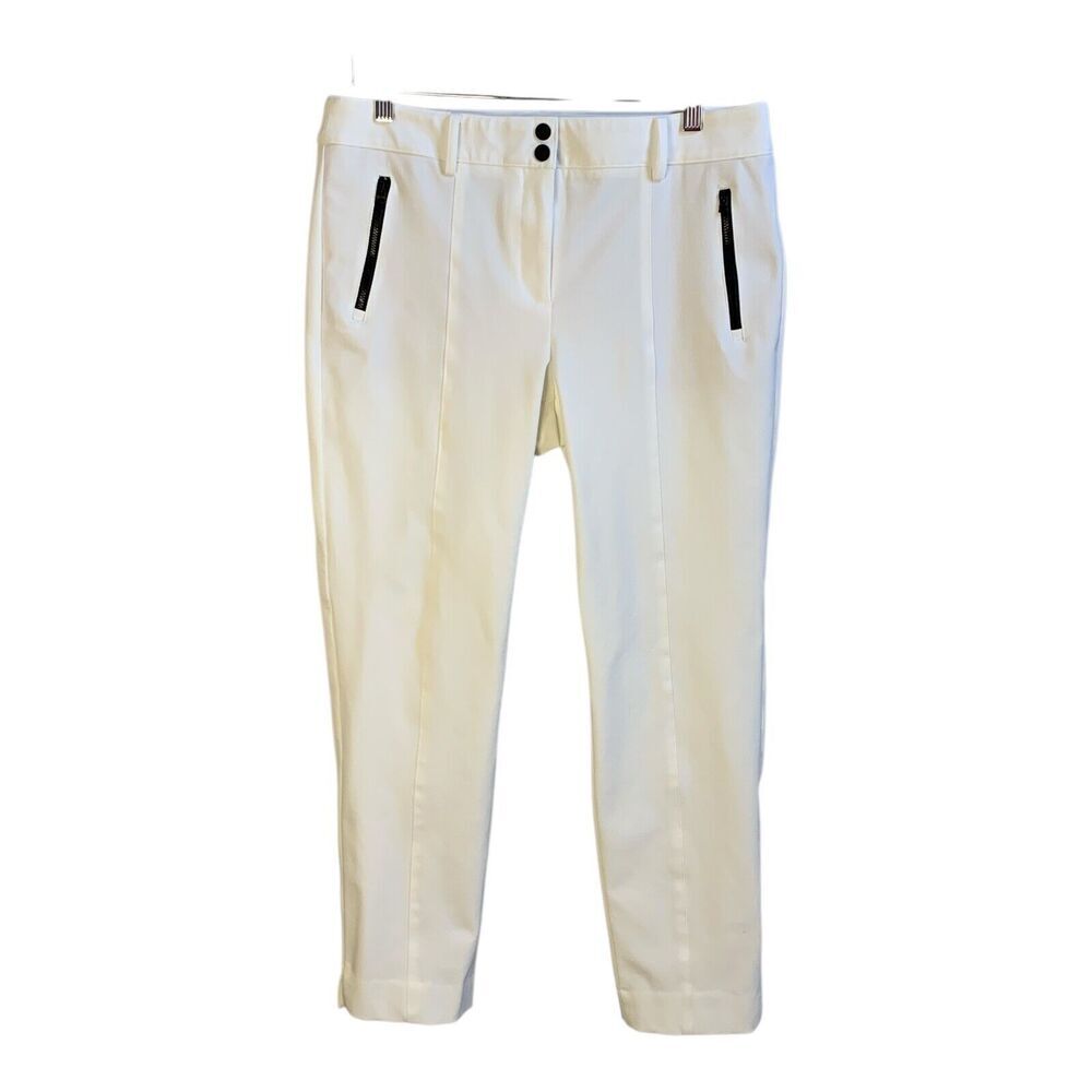Talbots Dress Pants Size 8 White Stretch Cotton Straight Leg Pockets Career